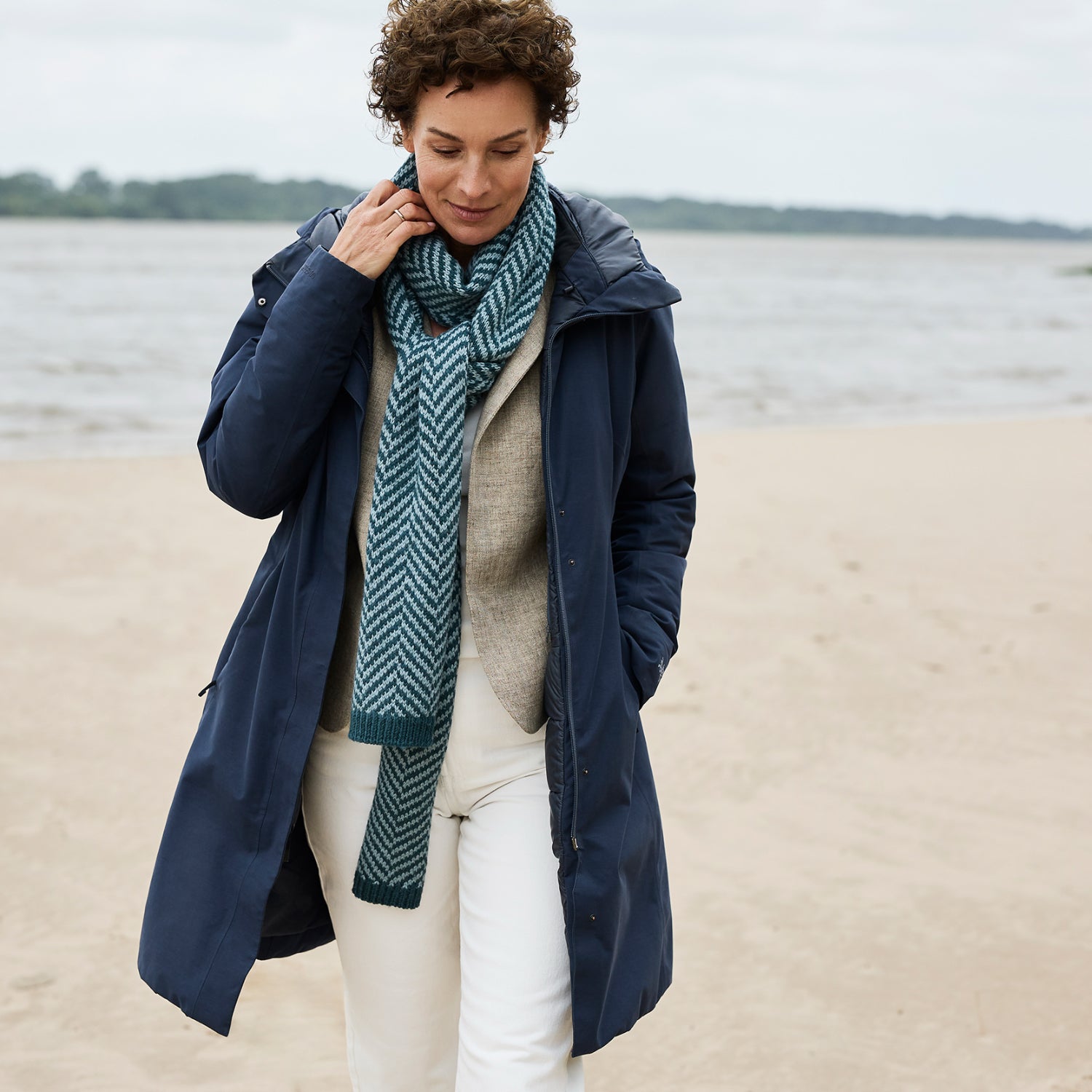 Rosy Green Wool Linewalk Scarf schema maglia sciarpa chevron