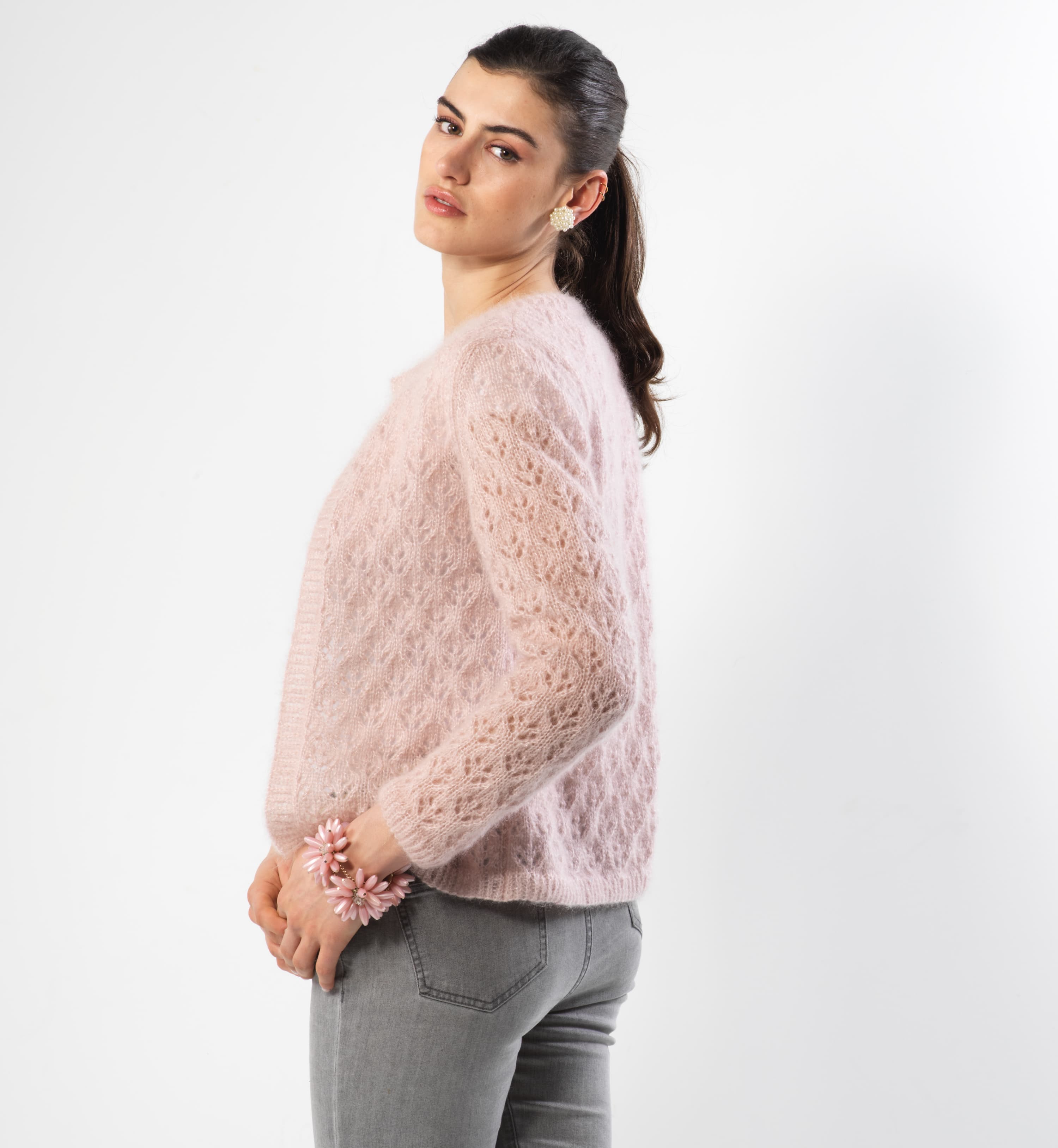 Anny Blatt Fanny kit giacca mohair seta cipria