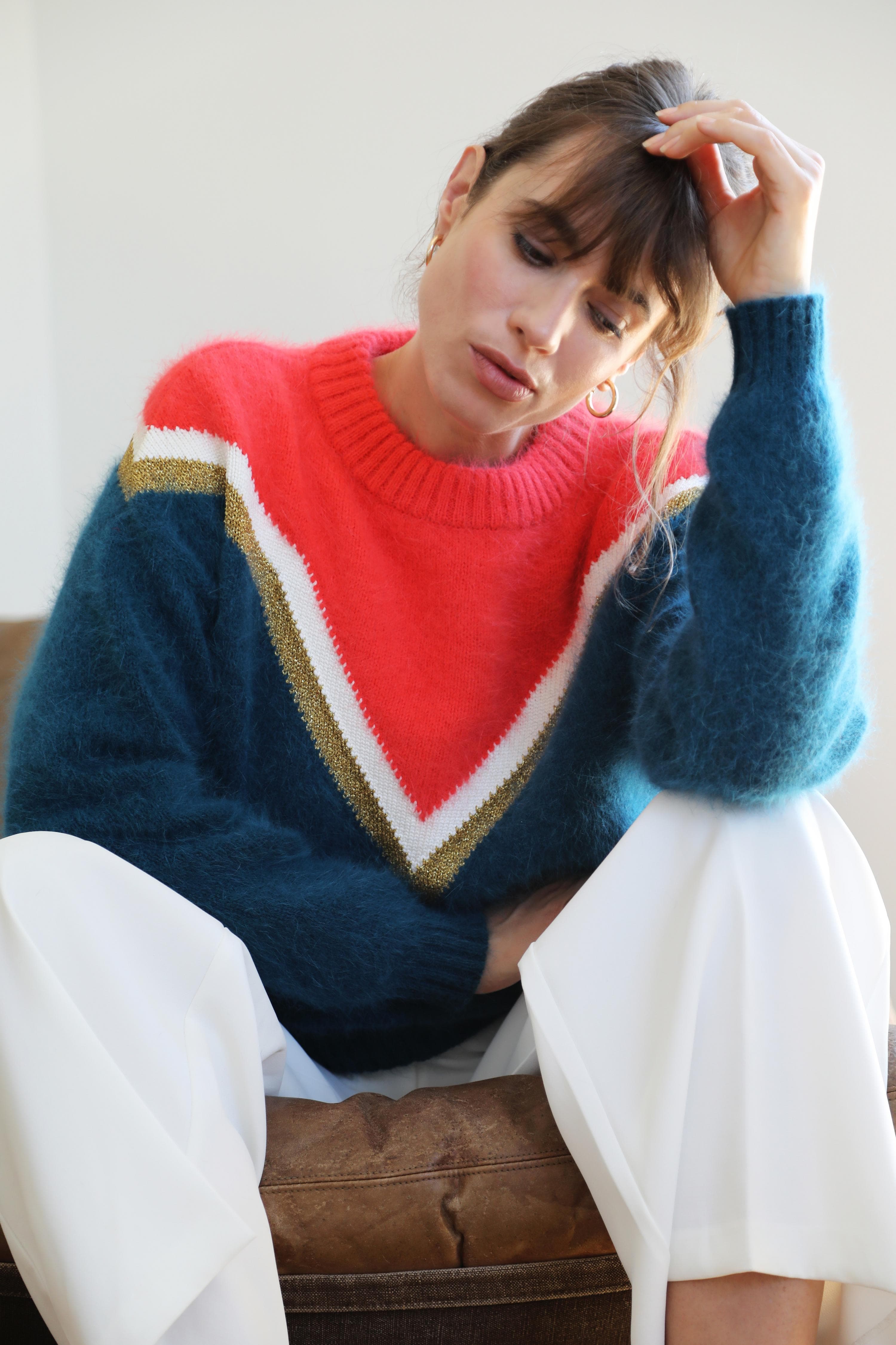 Annyblatt Celeste maglione angora bicolore