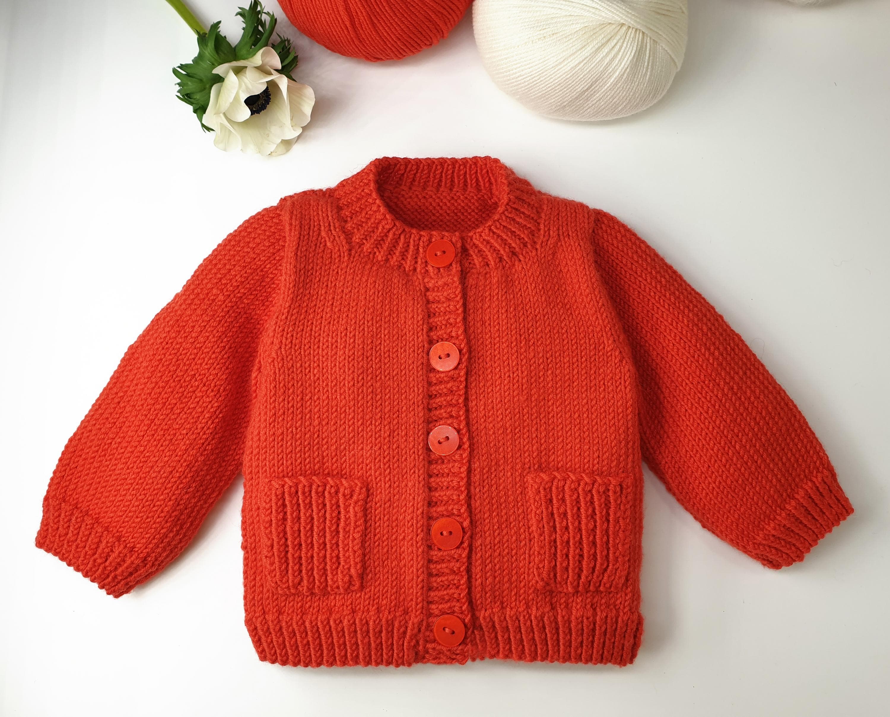 Anny Blatt Kaki cardigan neonato merinos rosso