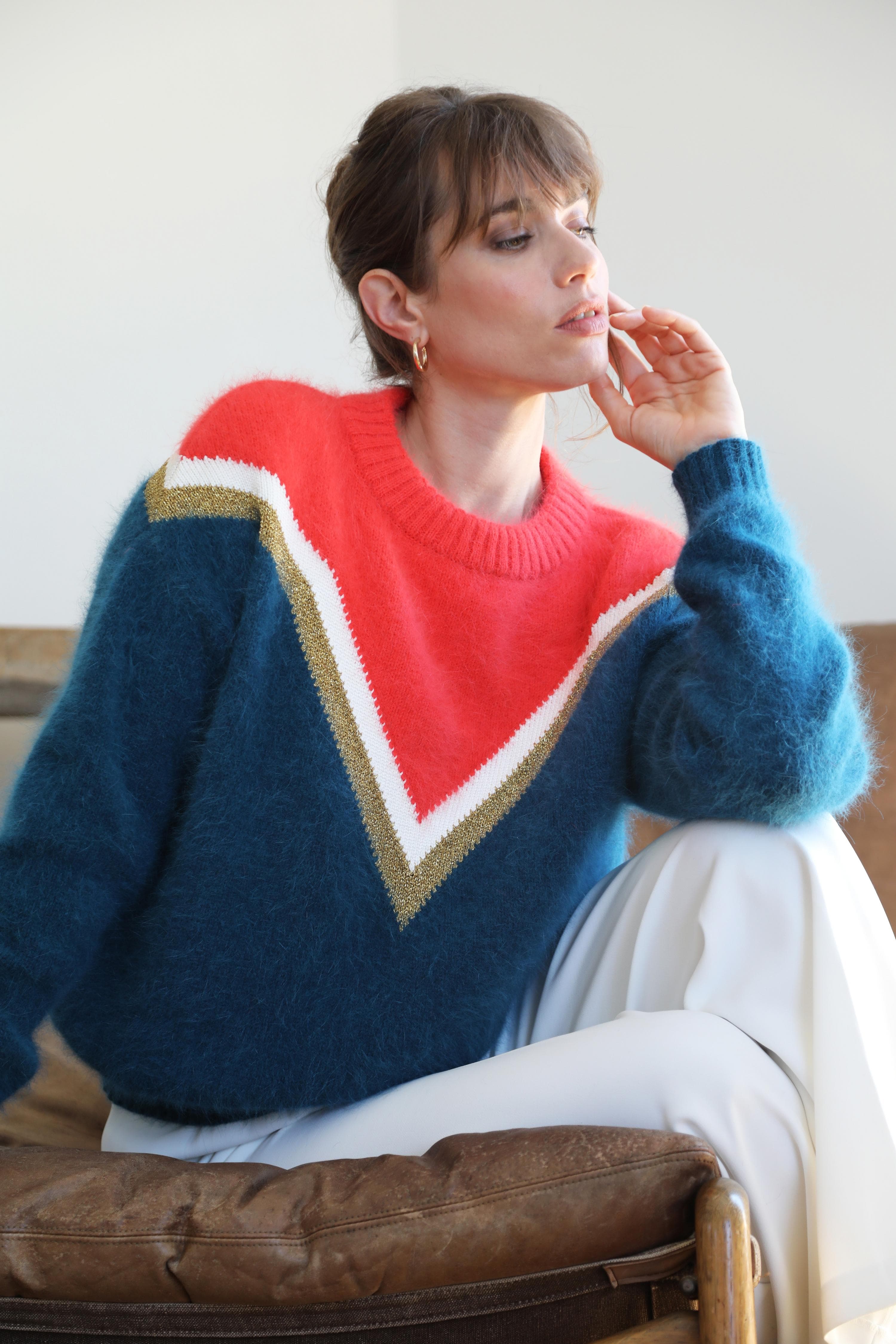 Annyblatt Celeste maglione angora bicolore