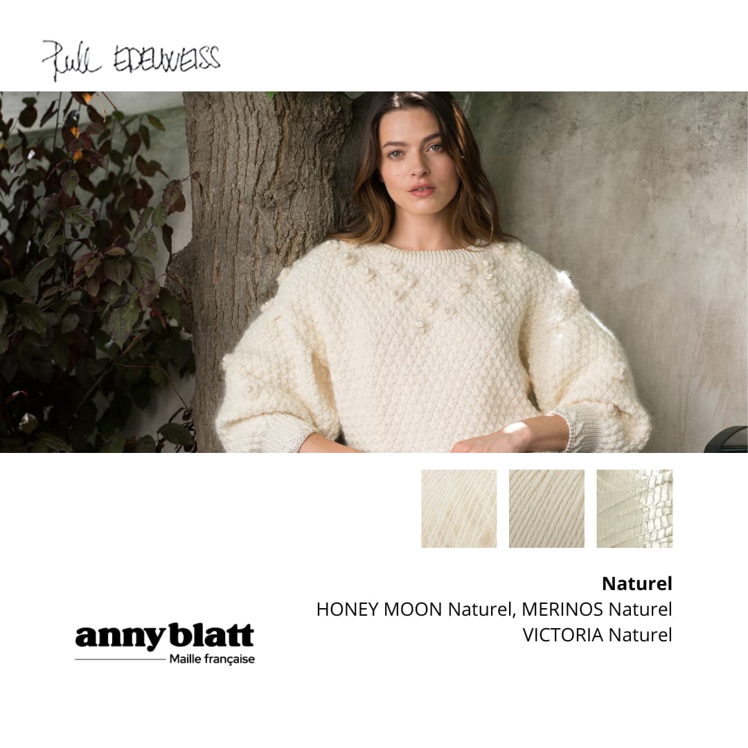 Anny Blatt Edelweiss kit pull merino Naturel taglia M