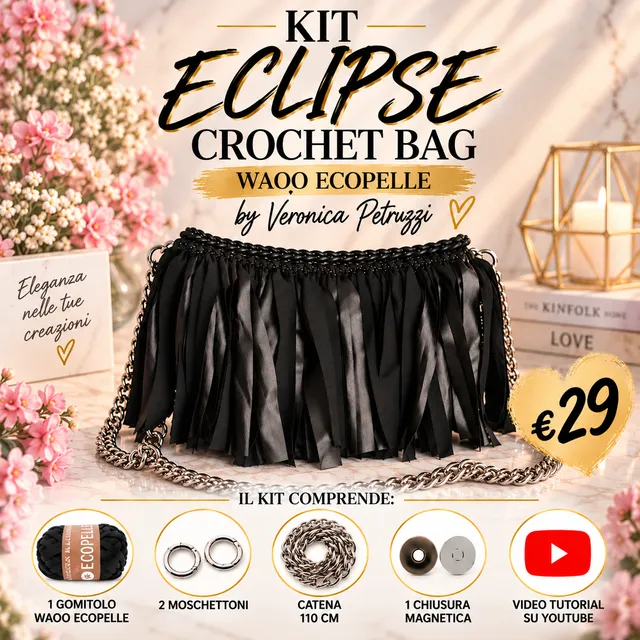 Il Filo di Arianna Kit Eclipse Crochet Bag borsa Carbon 09