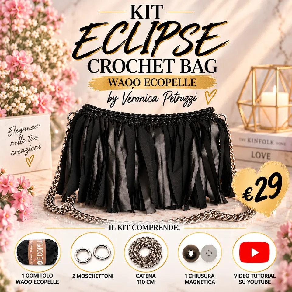 Il Filo di Arianna Kit Eclipse Crochet Bag borsa Carbon 09
