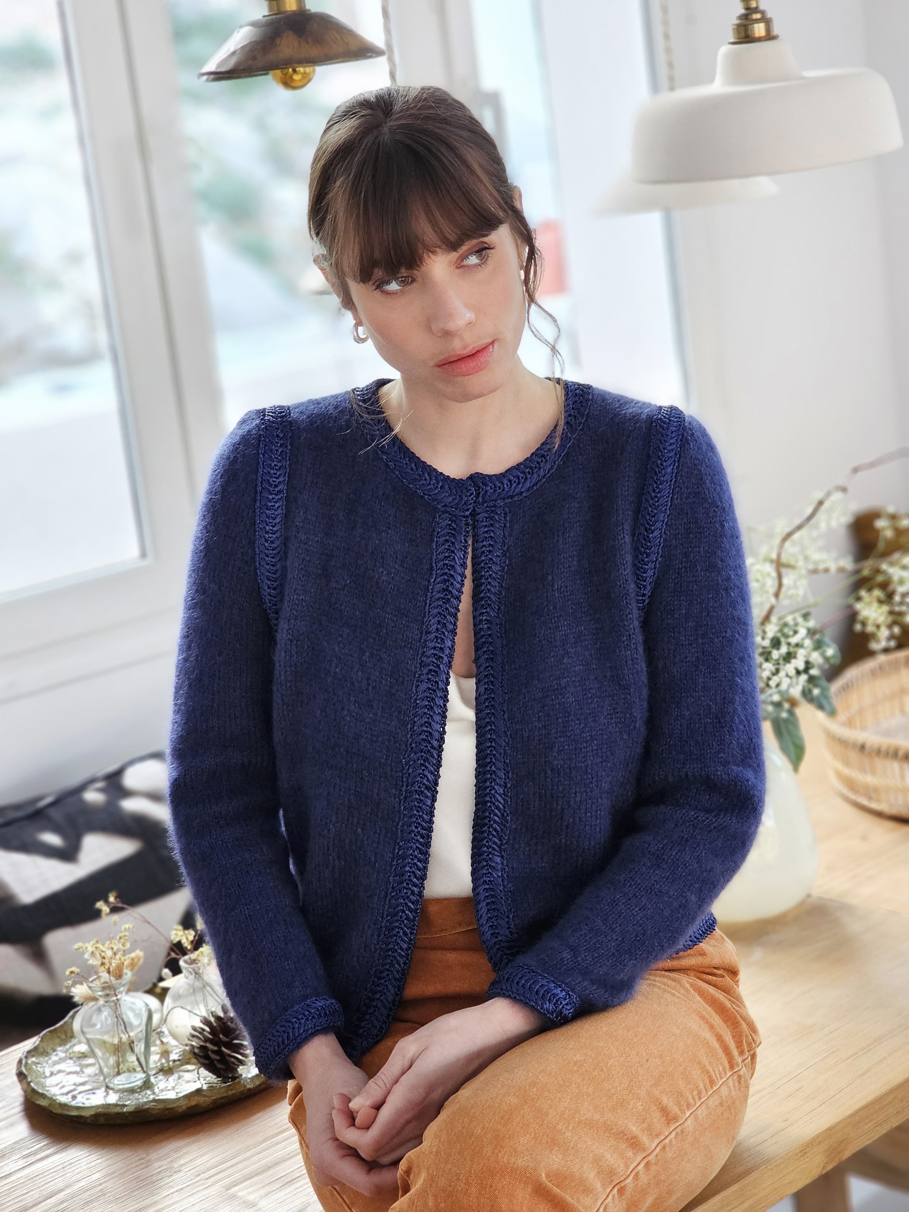 Anny Blatt Nita kit giacca mohair marine tinta unita