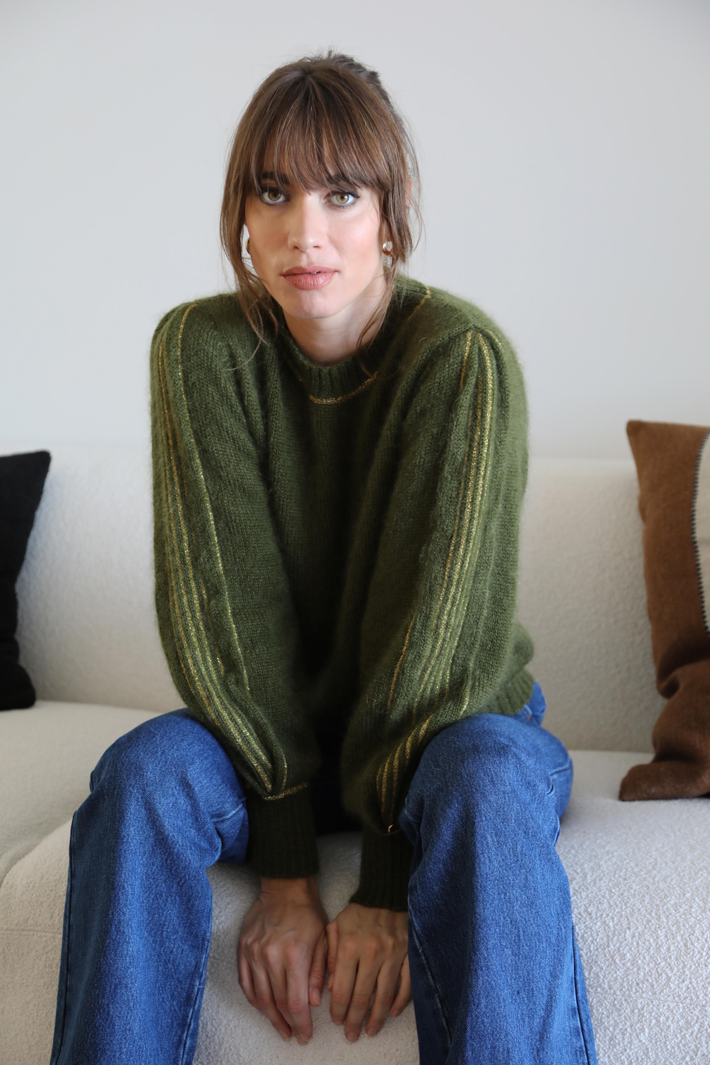 Annyblatt Alix pullover XS kaki oro mohair e seta