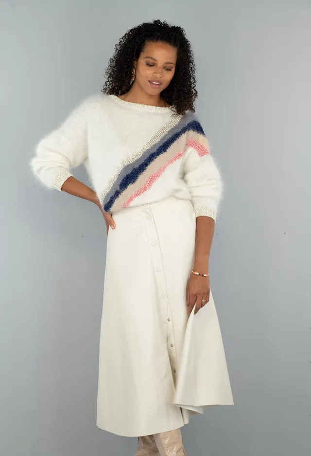 Annyblatt Gloria kit maglione angora jacquard beige rosato