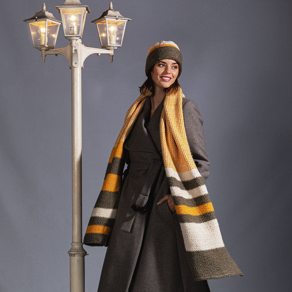 Pascuali Pema schema set sciarpa cappello color block cotone