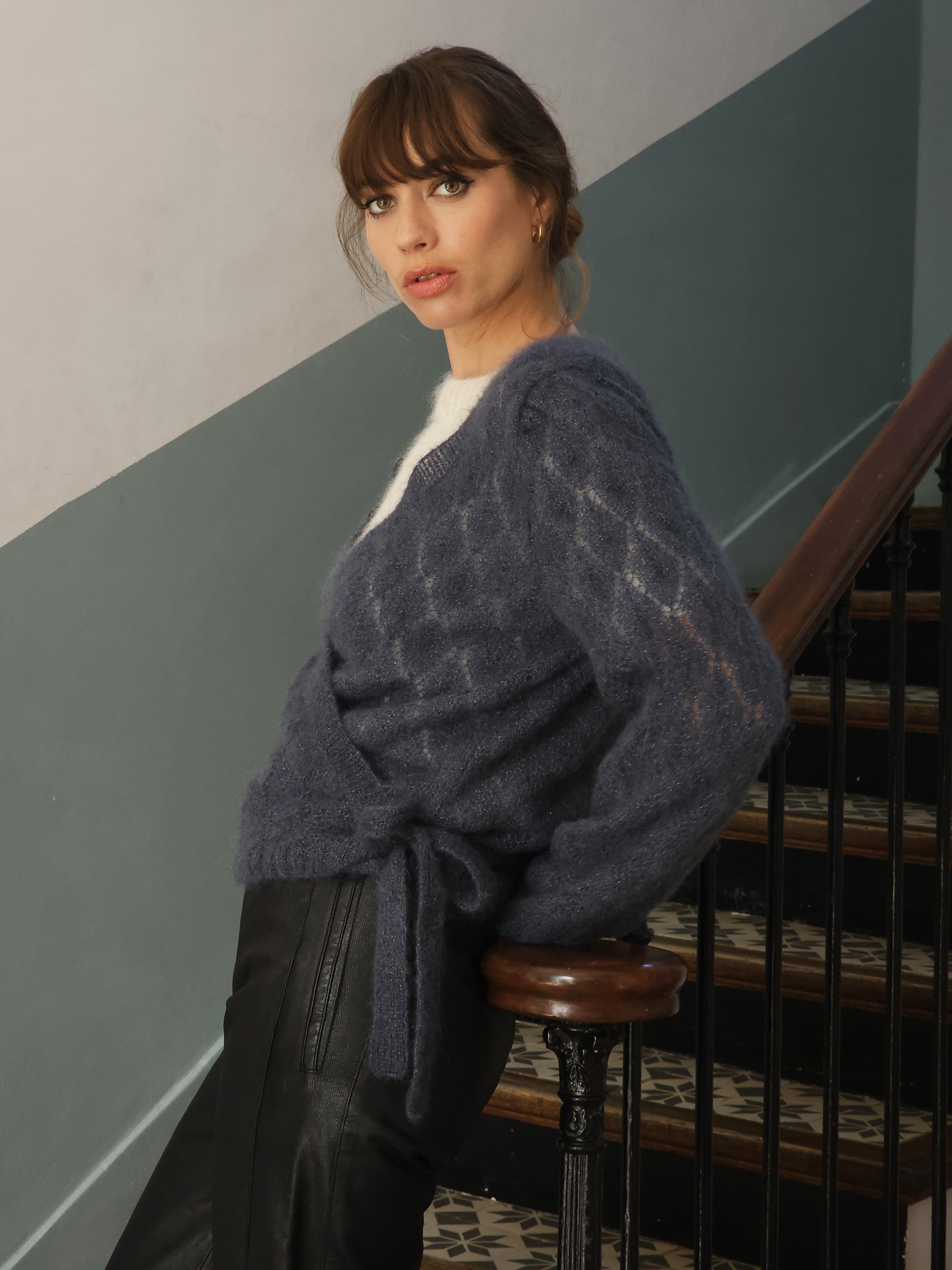 Anny Blatt Abigail cardigan incrociato kit mohair seta