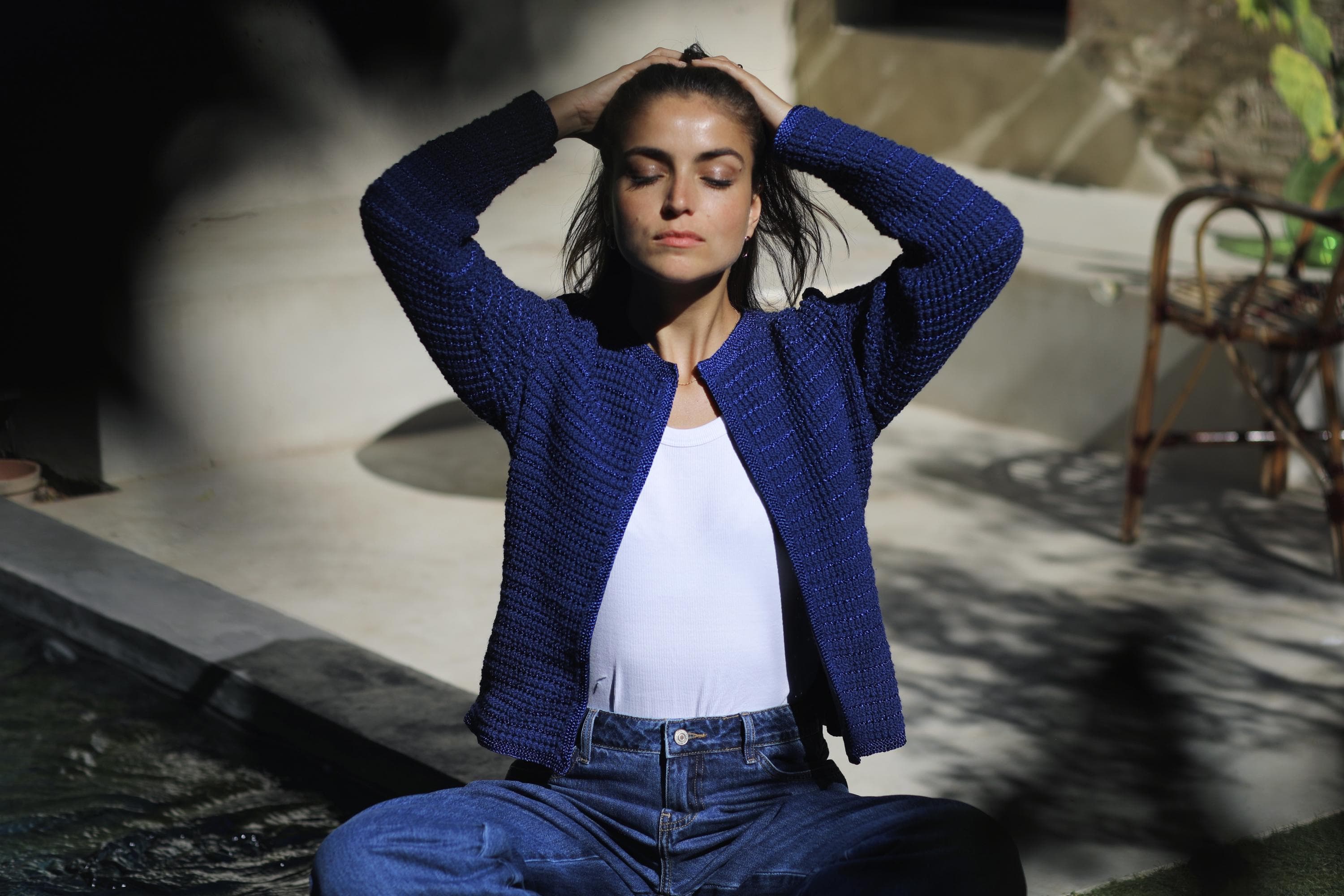 Anny Blatt Ophelie giacca donna marine taglia S merino