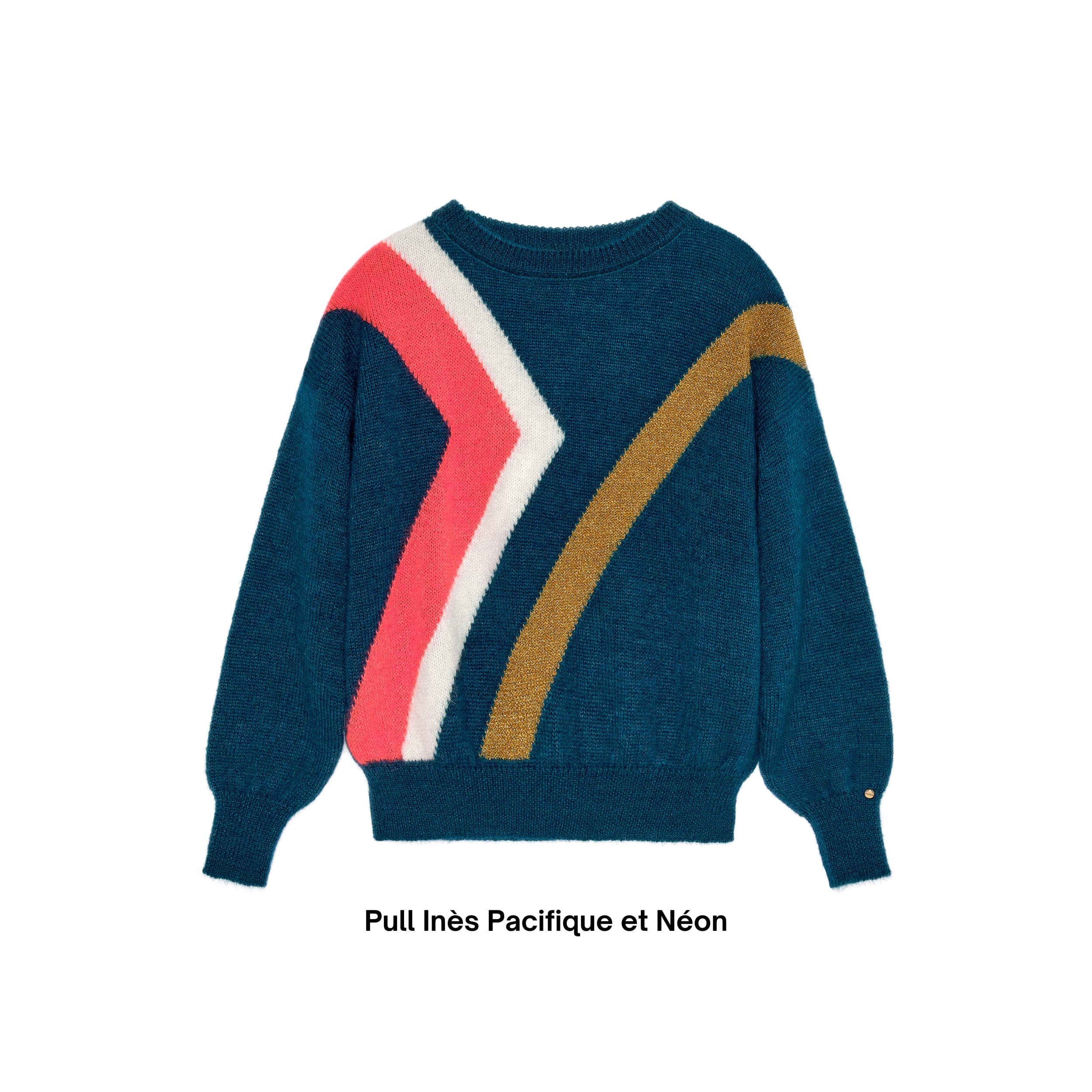 Annyblatt Inès maglione girocollo mohair Pacifico neon