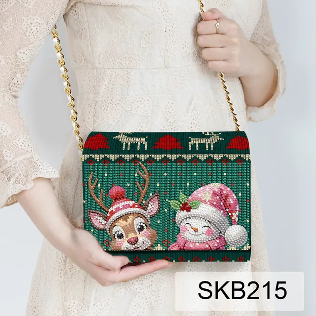 Borsa legno Diamond Painting Renna con tracolla