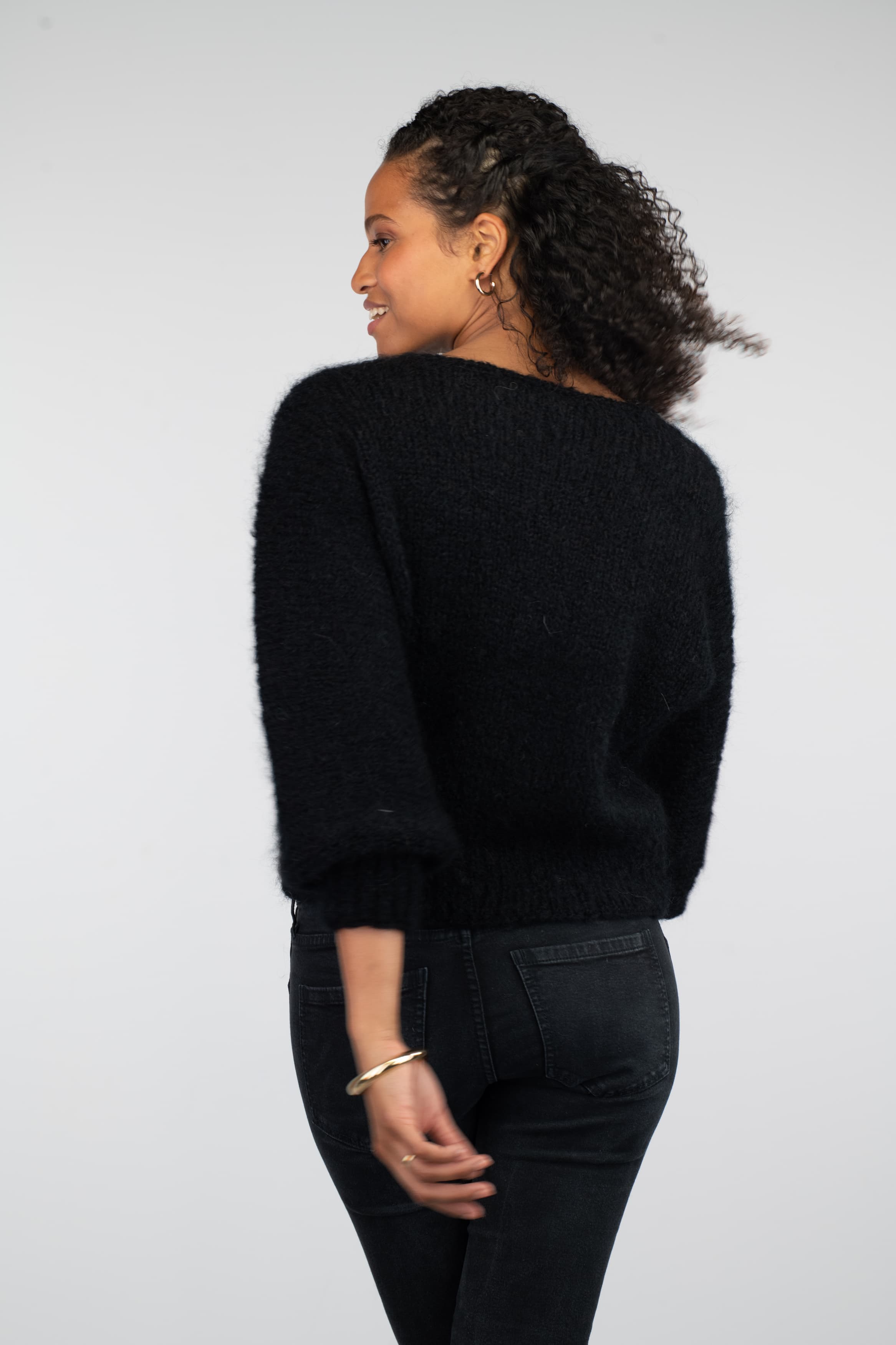 Annyblatt Lucy kit maglia pullover jacquard nero pacifico