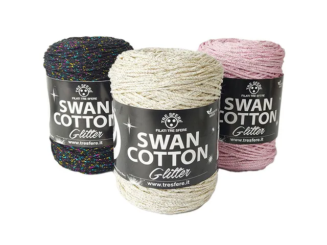 Il Filo di Arianna Swan Cotton Glitter cordino nero 01 250 g