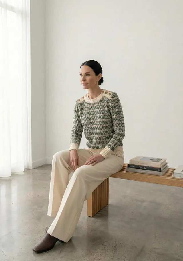 Annyblatt Sana kit pullover merino kaki punto fantasia