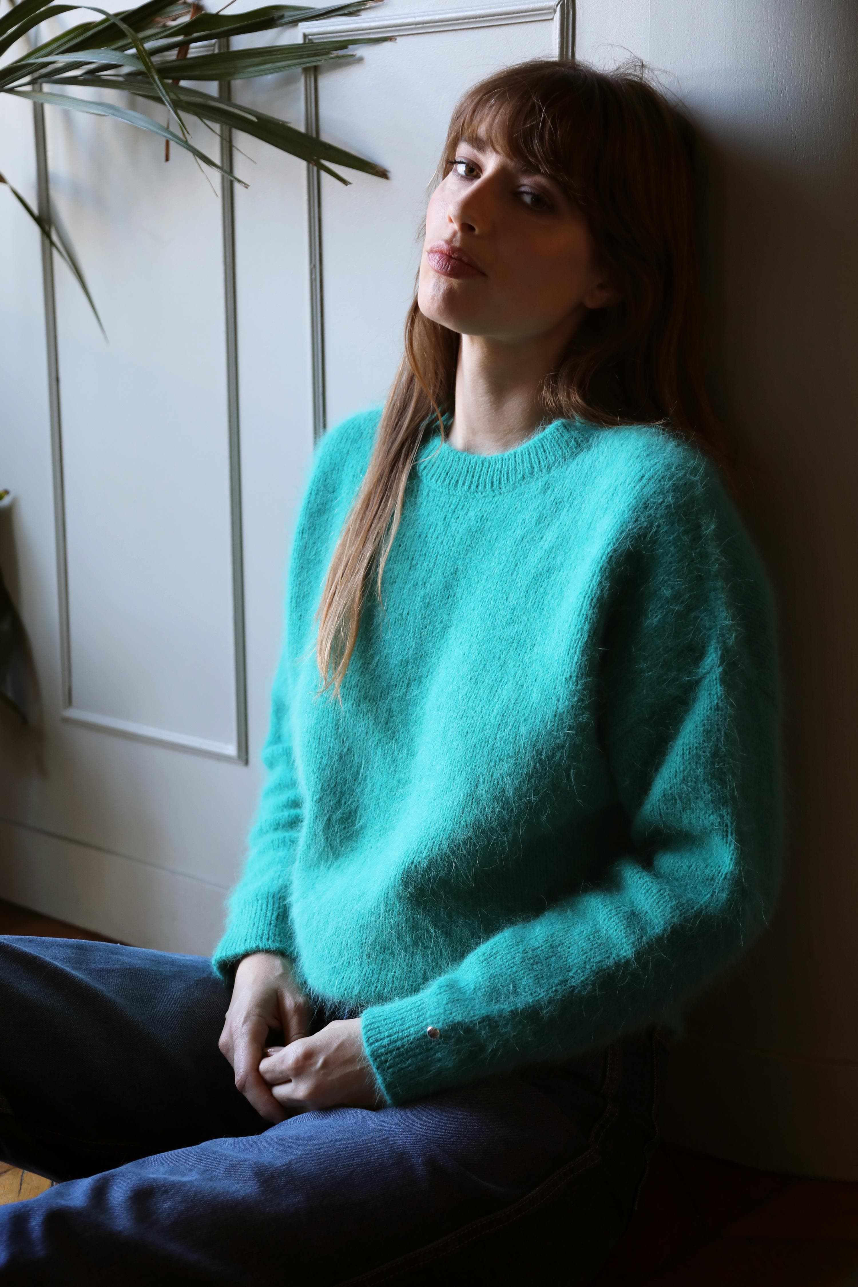 Anny Blatt Pipa maglione angora menta pelo leggero