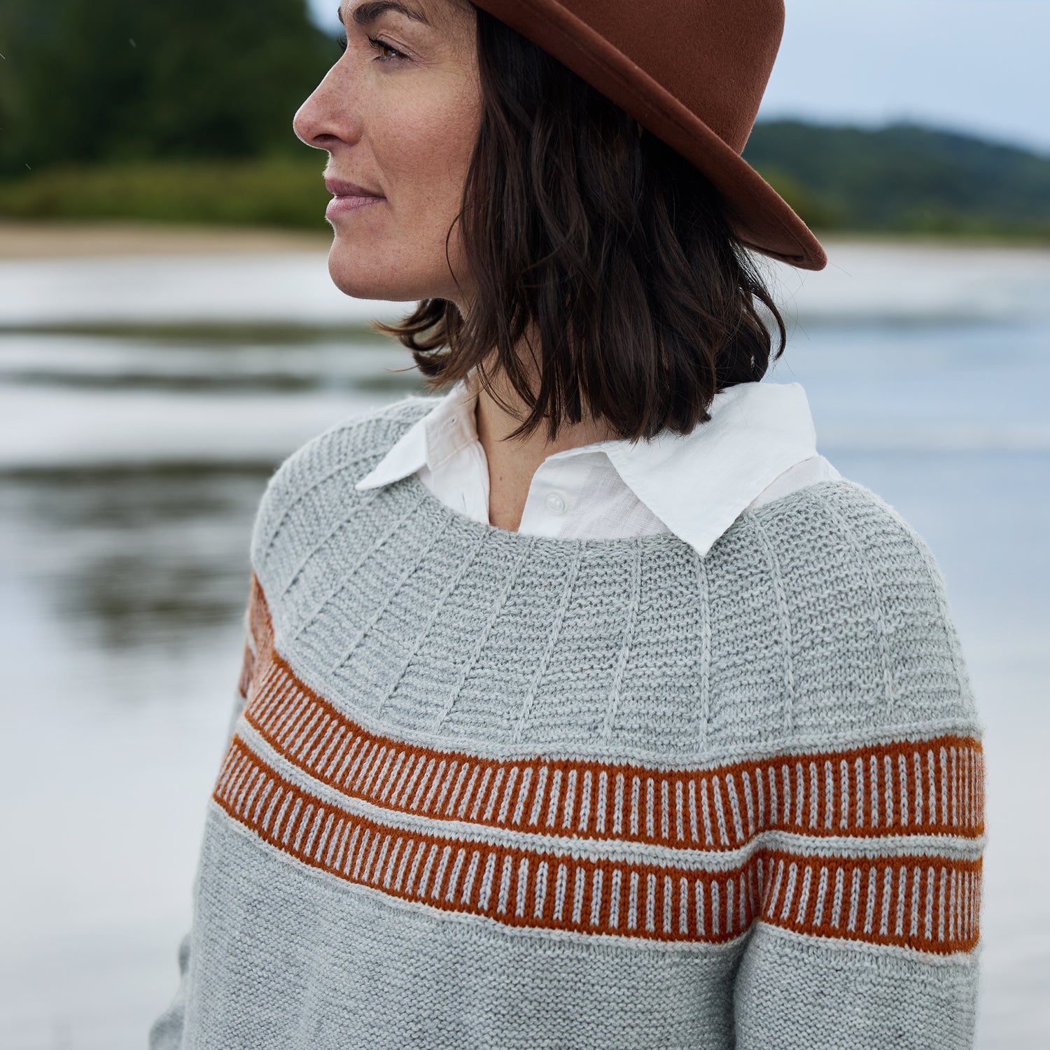 Rosy Green Wool Precious Memory schema maglione top-down