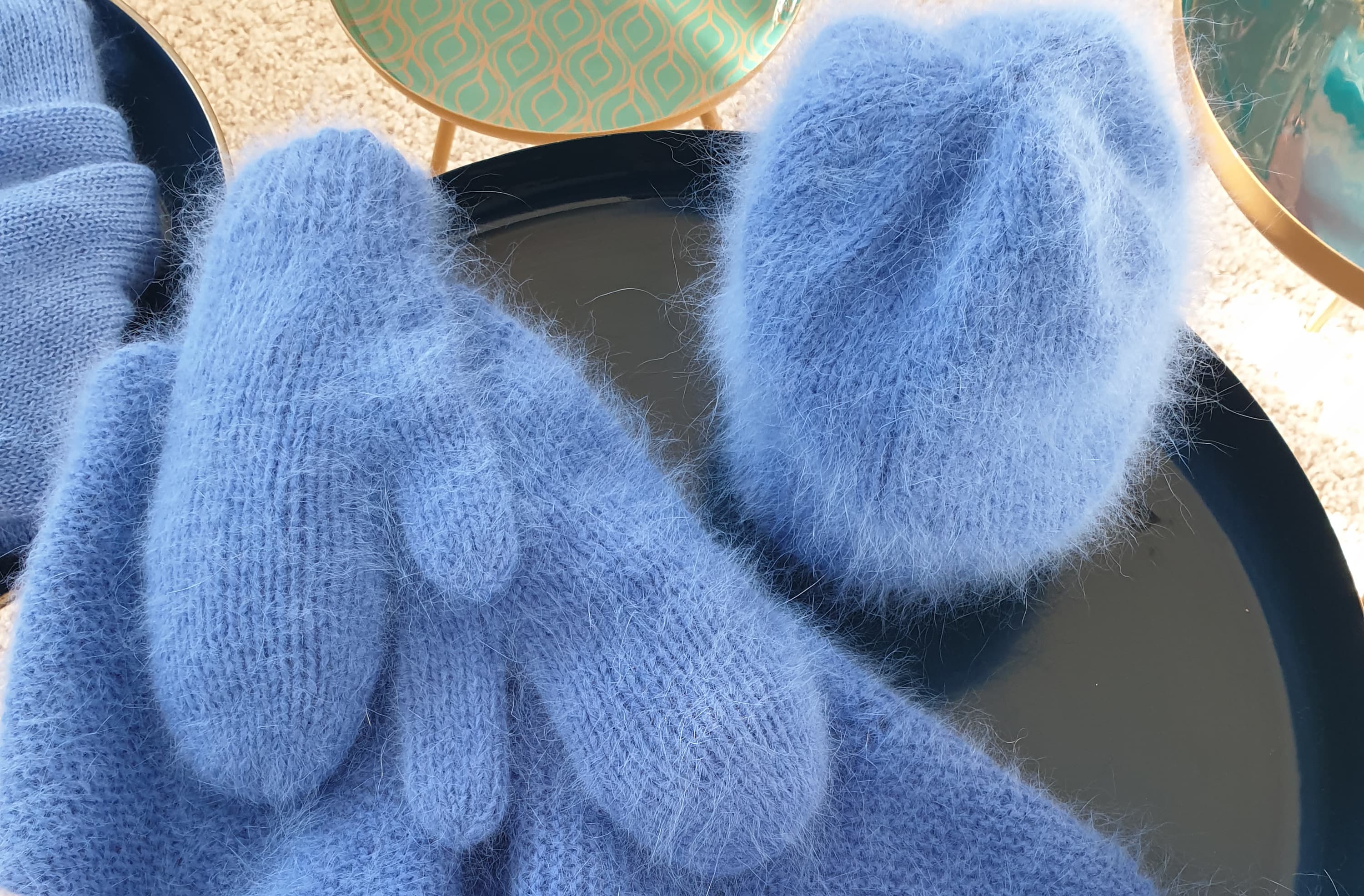 Anny Blatt Angora Tignes kit cappello e muffole angora