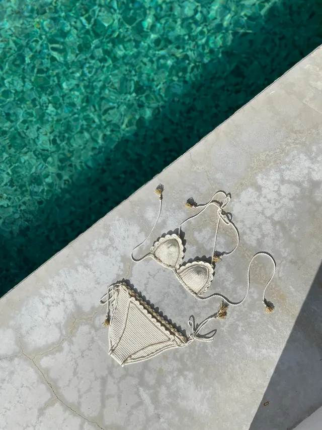 Anny Blatt Tahiti Kit Bikini Uncinetto Naturale Oro