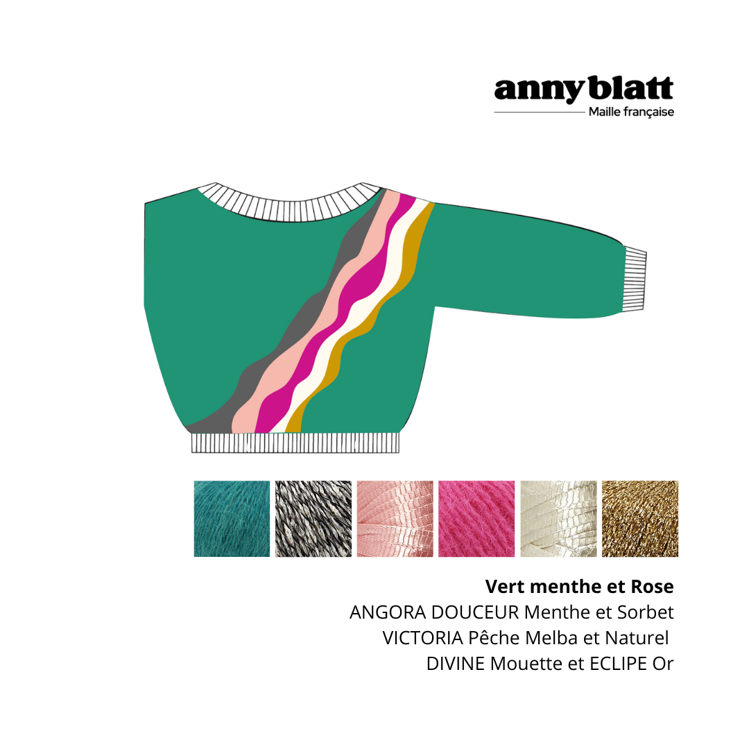 Annyblatt Gloria kit maglione angora jacquard beige rosato