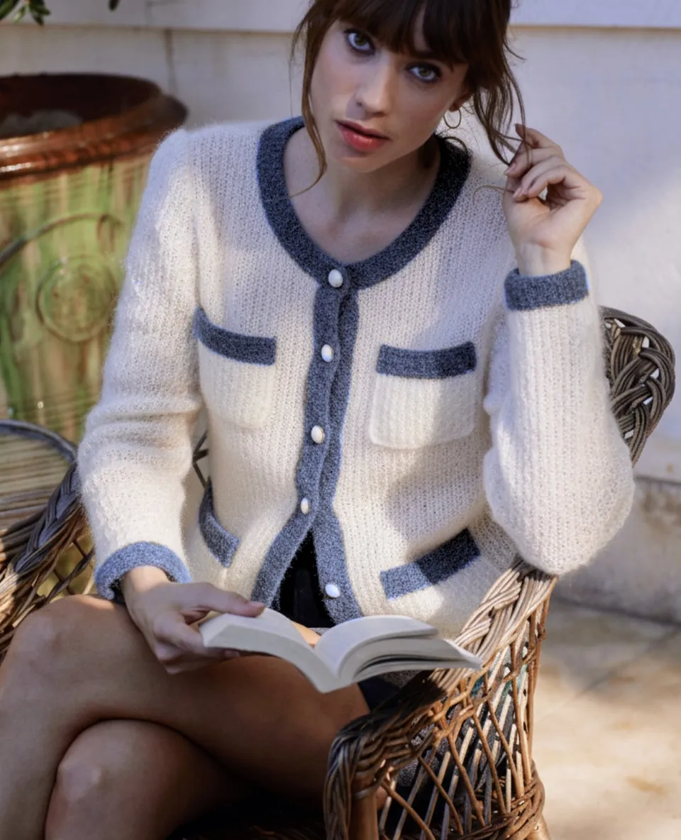 Annyblatt Daisy giacca kit maglia mohair S naturale mandorla
