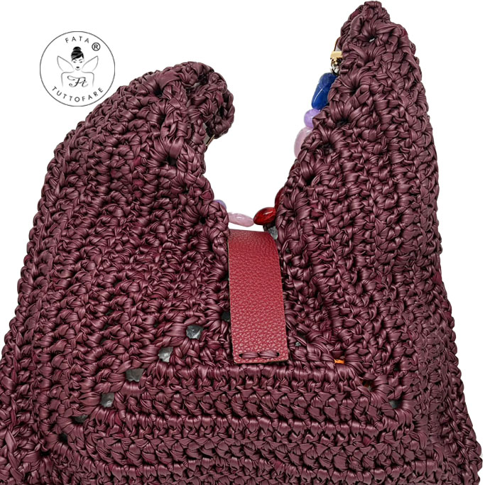 Gomitolorosa Coral Pearl borsa uncinetto fatta a mano