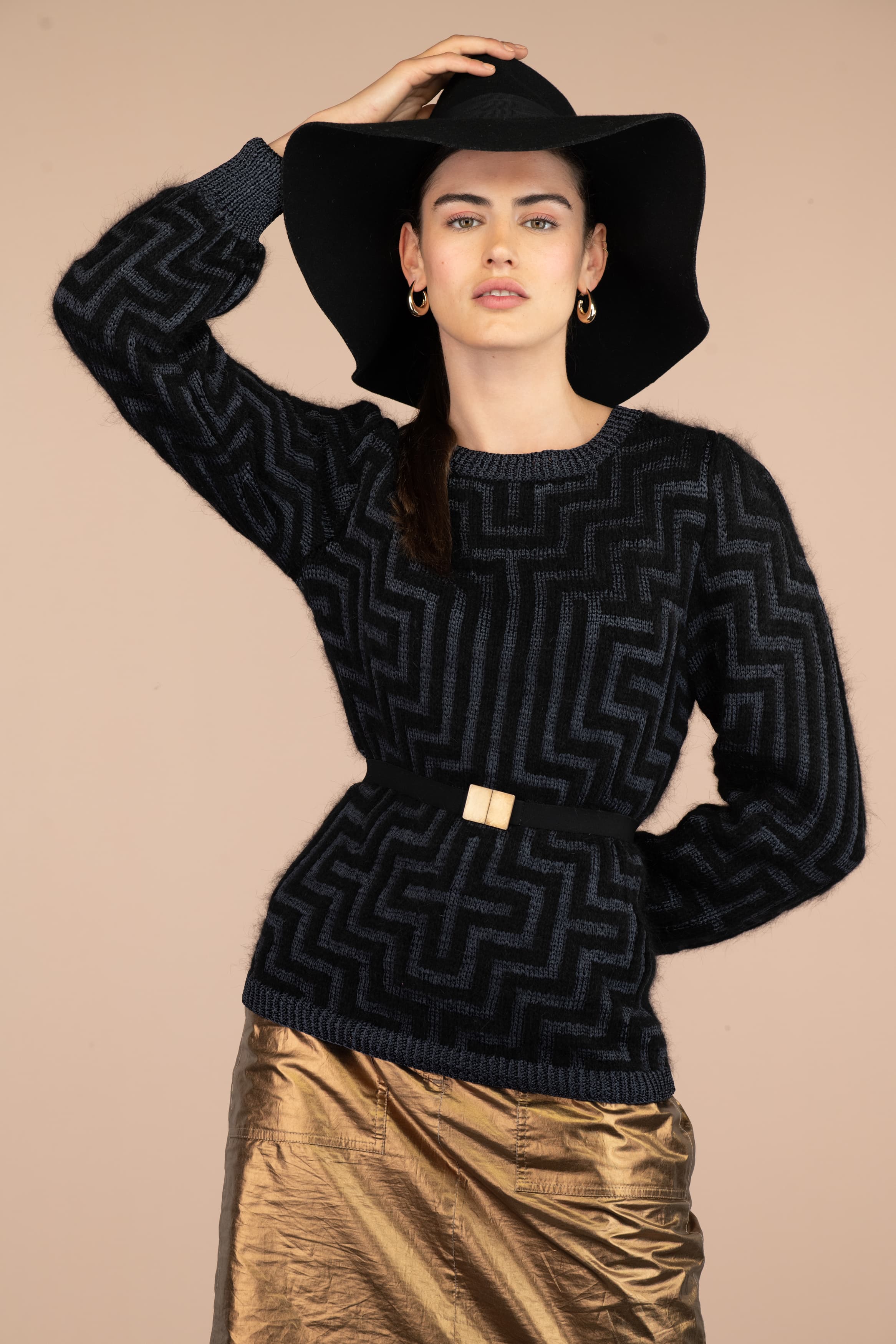 Annyblatt Abysse kit maglia maglione taglia S nero jacquard