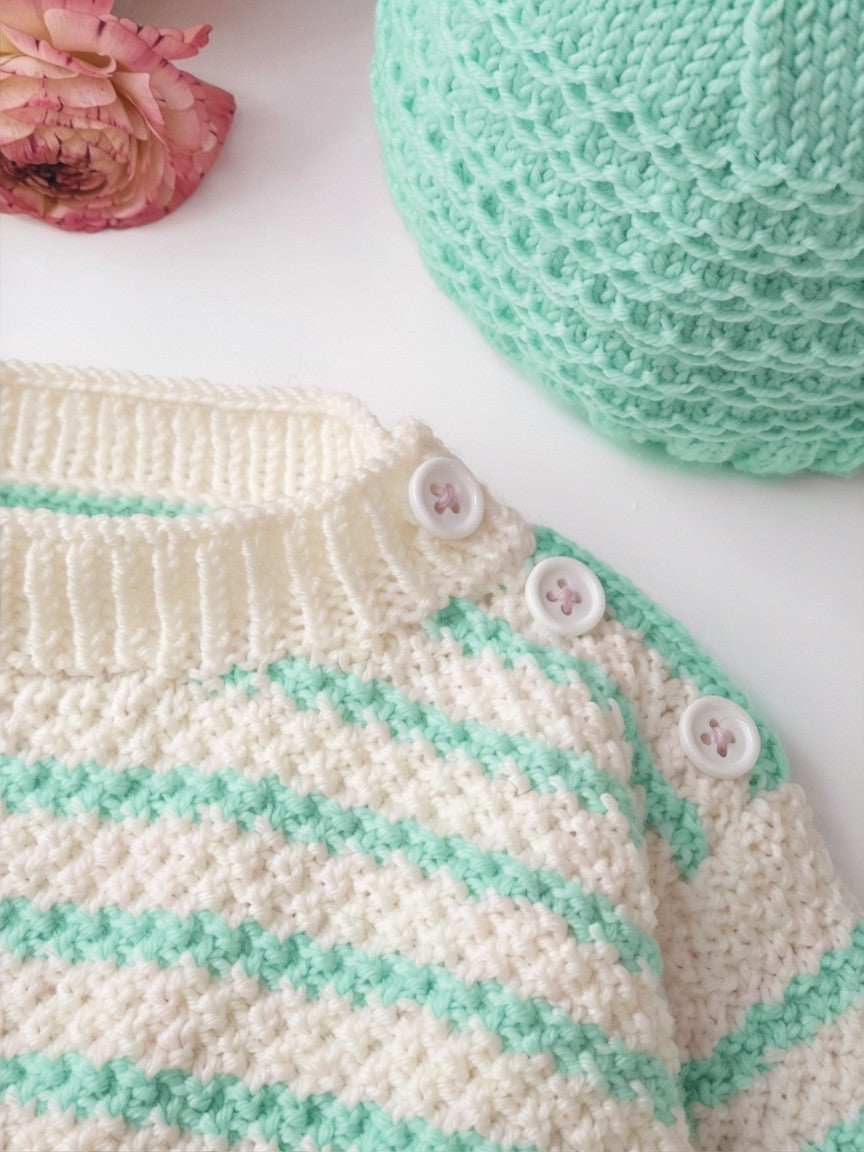 Annyblatt Jacinthe kit maglia neonato merinos bianco verde taglia 2