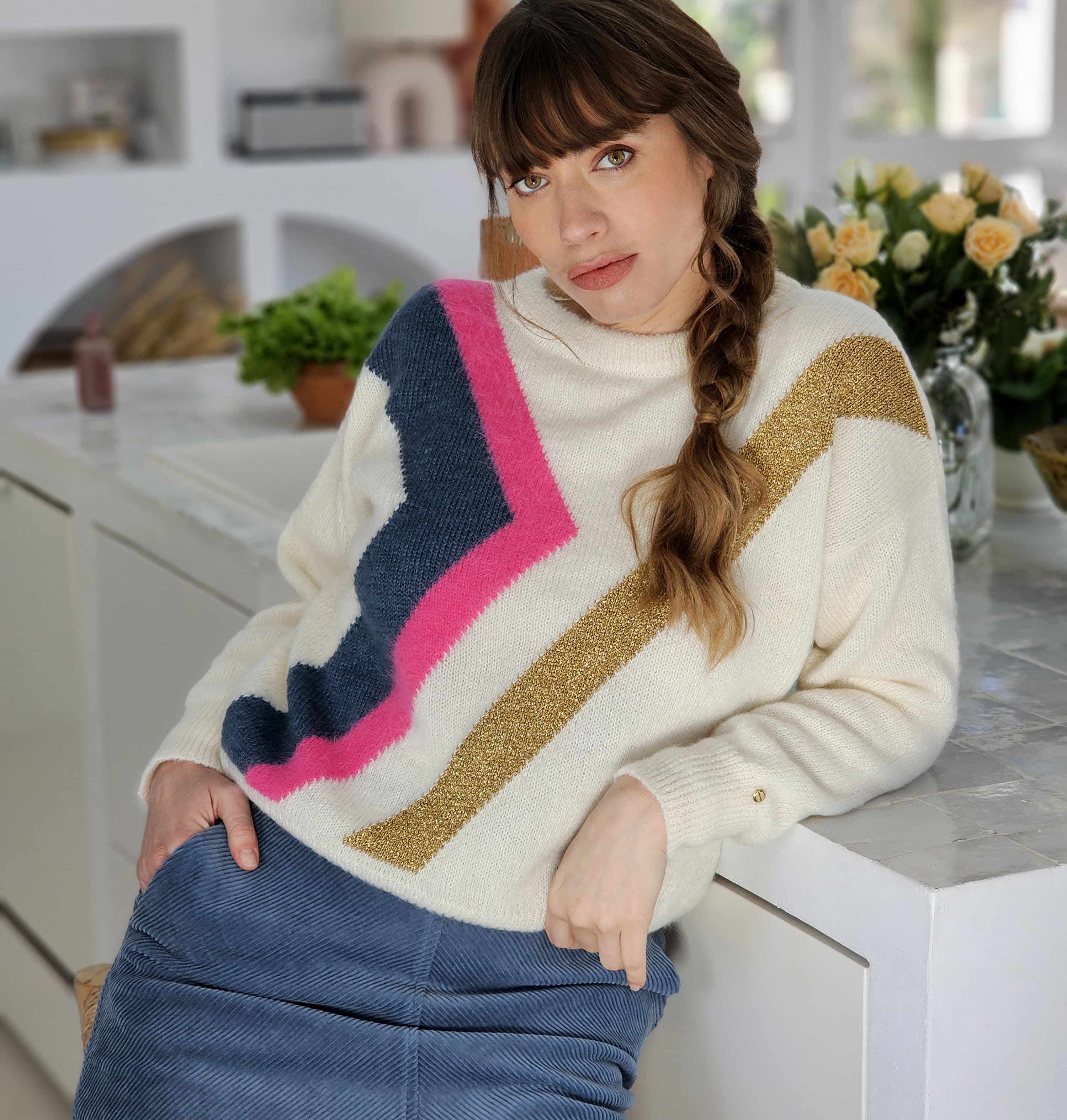 Anny Blatt Inès pullover mohair baltique oro