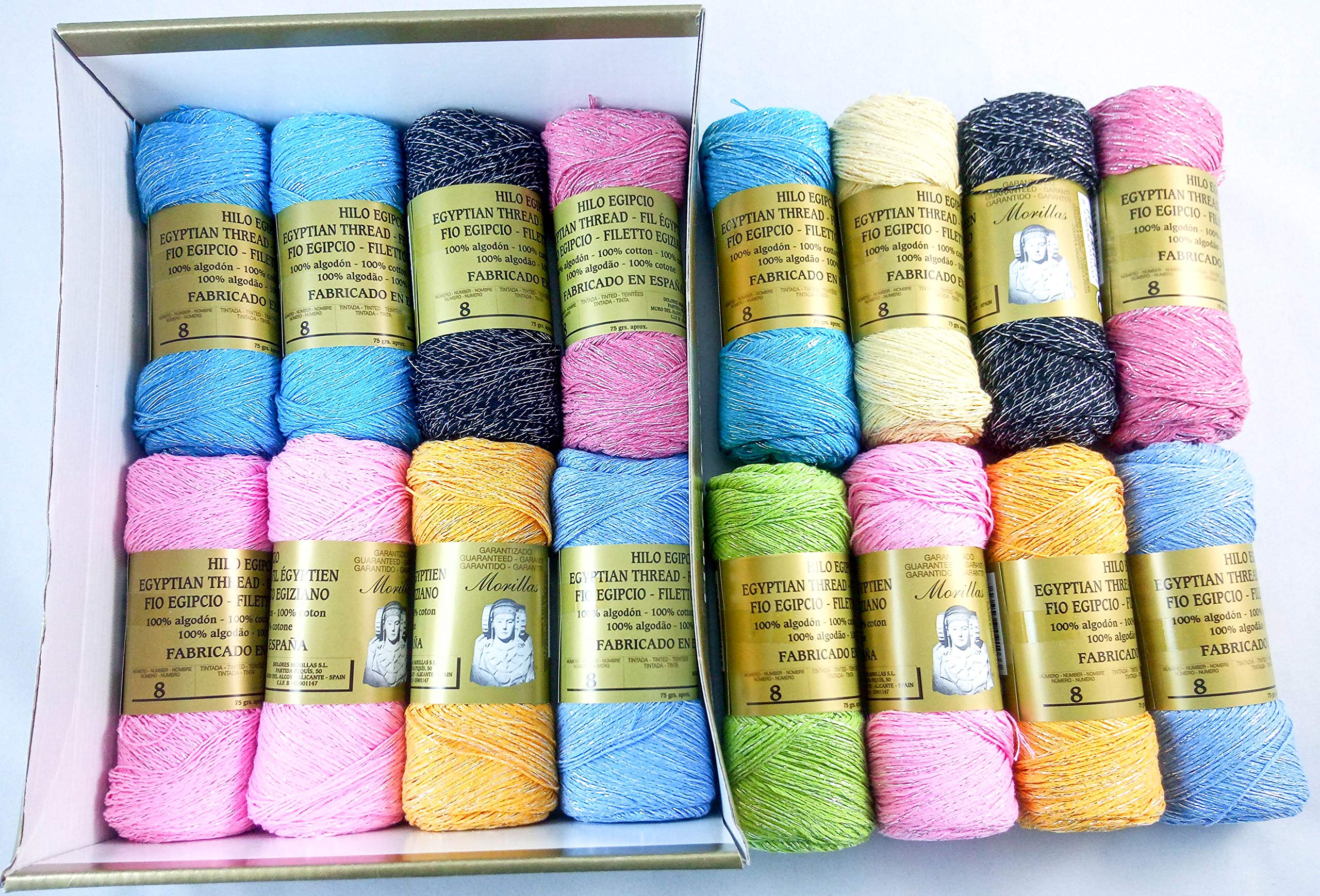 Morillas Zepelines Bombilla filato cotone 8 colori argento x16