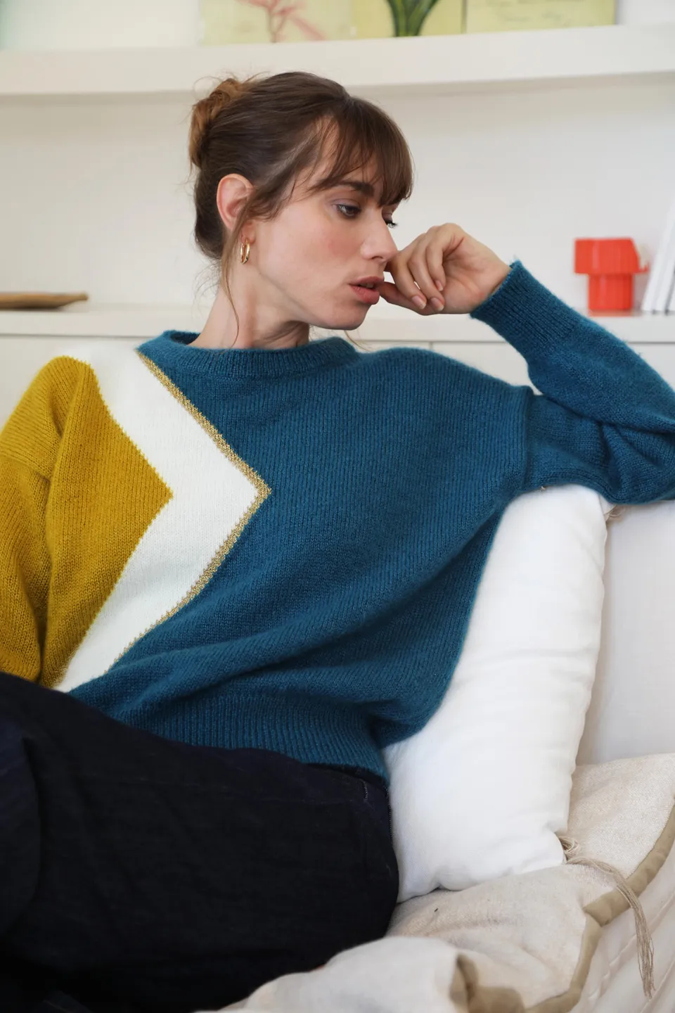 Anny Blatt Billie maglione donna Pacifico Palmier mohair