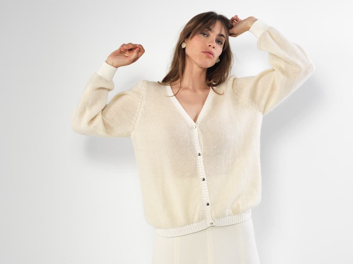 Annyblatt Anita gilet mohair seta naturale M