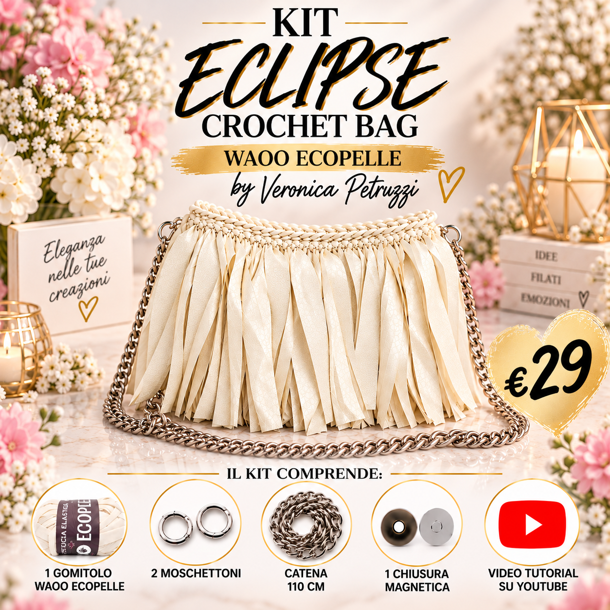 Il Filo di Arianna Kit Eclipse Crochet Bag borsa Carbon 09