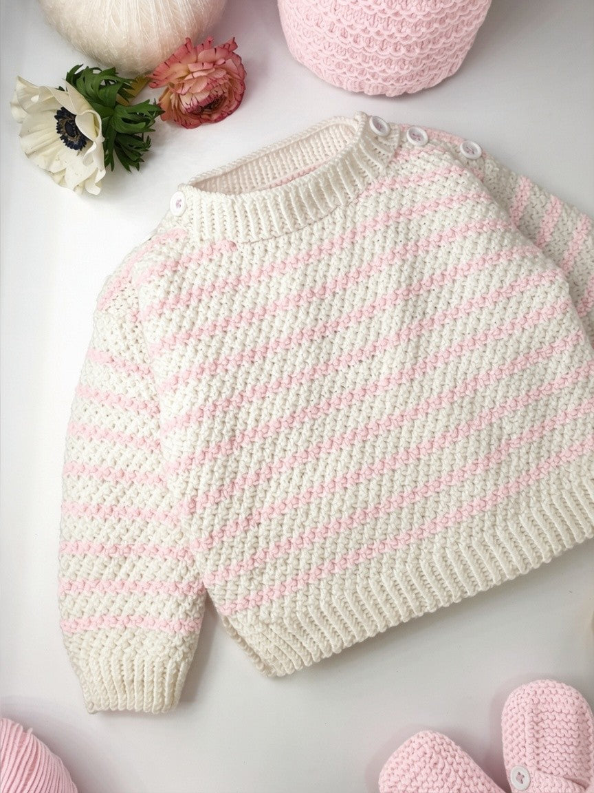 Annyblatt Jacinthe kit maglia neonato merinos bianco verde taglia 2